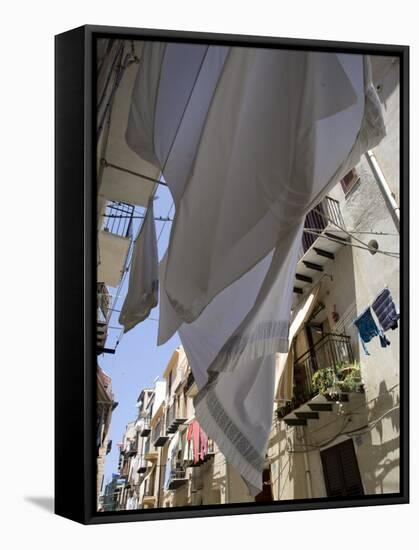 Street in the Town of Cefalu, Sicily, Italy, Europe-Olivieri Oliviero-Framed Stretched Canvas
