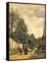 Street in Ville D'Avray, 1874-Jean-Baptiste-Camille Corot-Framed Stretched Canvas