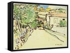 Street in Villefranche, c.1927-George Leslie Hunter-Framed Stretched Canvas