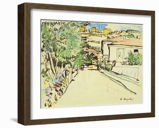 Street in Villefranche, c.1927-George Leslie Hunter-Framed Giclee Print