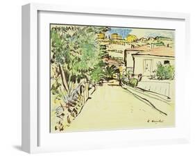 Street in Villefranche, c.1927-George Leslie Hunter-Framed Giclee Print