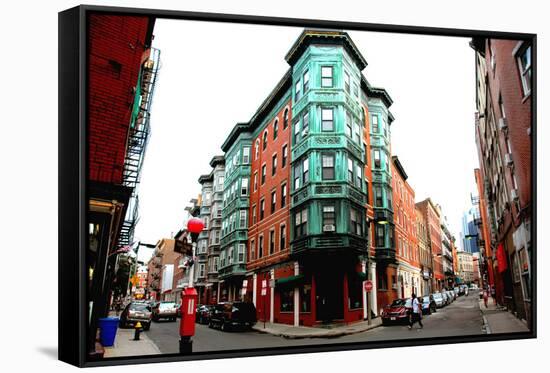 Street Intersection in Boston Historical North End-elenathewise-Framed Stretched Canvas