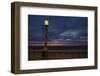 Street lamp against dramatic sky at dusk, Seaside, Oregon, USA-Panoramic Images-Framed Photographic Print