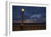 Street lamp against dramatic sky at dusk, Seaside, Oregon, USA-Panoramic Images-Framed Photographic Print