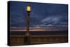 Street lamp against dramatic sky at dusk, Seaside, Oregon, USA-Panoramic Images-Stretched Canvas