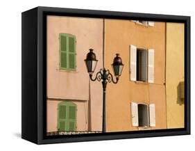 Street Lamp and Windows, St. Tropez, Cote d'Azur, Provence, France, Europe-John Miller-Framed Stretched Canvas