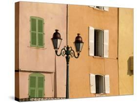 Street Lamp and Windows, St. Tropez, Cote d'Azur, Provence, France, Europe-John Miller-Stretched Canvas