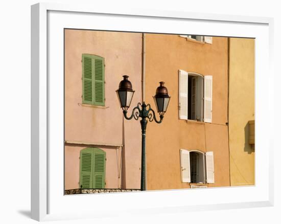 Street Lamp and Windows, St. Tropez, Cote d'Azur, Provence, France, Europe-John Miller-Framed Photographic Print