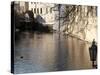 Street Lamp With Icicles and Mill Wheel at Certovka Canal, Mala Strana, Prague, Czech Republic-Richard Nebesky-Stretched Canvas