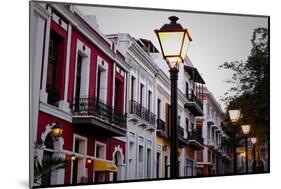 Street Lamps And Facades, Old San Juan, Pr-George Oze-Mounted Photographic Print