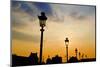 Street lamps at sunset, Louvre Museum, Paris, France-Russ Bishop-Mounted Photographic Print