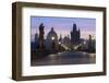 Street lanterns and old statues frame the historical buildings on Charles Bridge at dawn, UNESCO Wo-Roberto Moiola-Framed Photographic Print