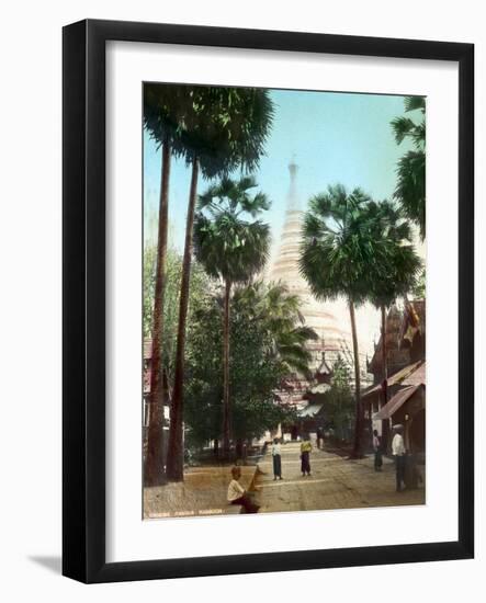 Street Leading Towards the Shwedagon Pagoda, Rangoon, Burma, Late 19th or Early 20th Century-null-Framed Giclee Print