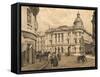 Street Life in Budapest, Hungary 19th Century-null-Framed Stretched Canvas