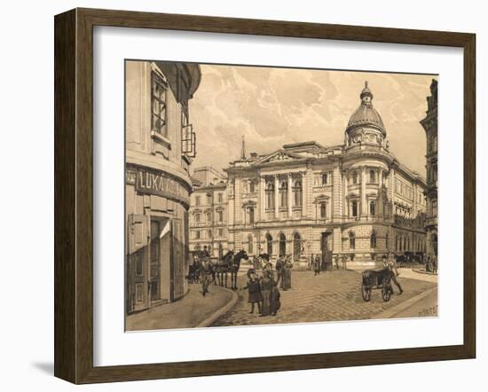 Street Life in Budapest, Hungary 19th Century-null-Framed Giclee Print