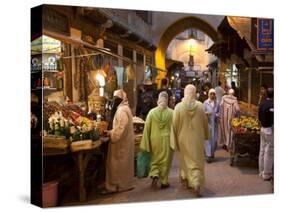 Street Life on Talaa Kbira in the Old Medina of Fes, Morocco-Julian Love-Stretched Canvas