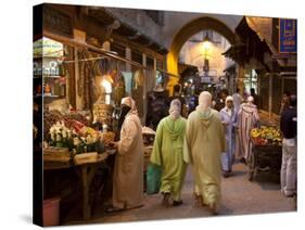 Street Life on Talaa Kbira in the Old Medina of Fes, Morocco-Julian Love-Stretched Canvas