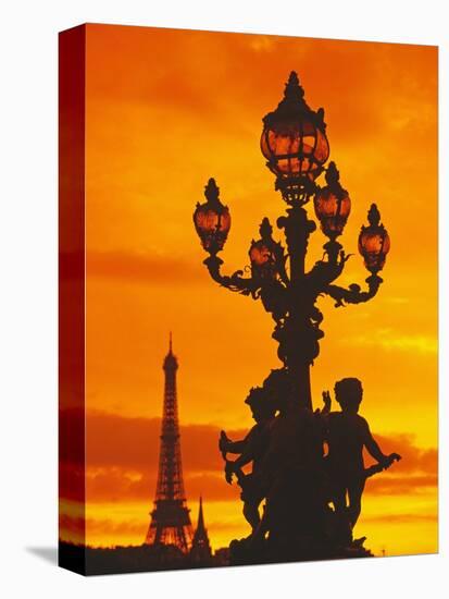 Street Light on Pont Alexandre III at Sunset-Murat Taner-Stretched Canvas