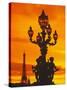 Street Light on Pont Alexandre III at Sunset-Murat Taner-Stretched Canvas