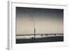 Street lights at boardwalk, Namal, Tel Aviv, Israel-null-Framed Photographic Print