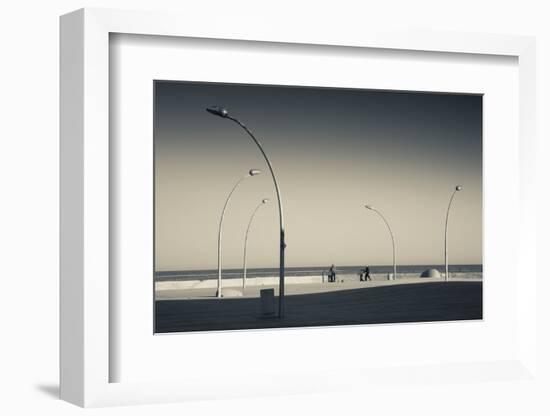 Street lights at boardwalk, Namal, Tel Aviv, Israel-null-Framed Photographic Print