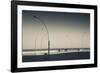 Street lights at boardwalk, Namal, Tel Aviv, Israel-null-Framed Photographic Print