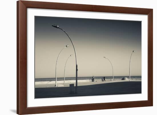 Street lights at boardwalk, Namal, Tel Aviv, Israel-null-Framed Photographic Print