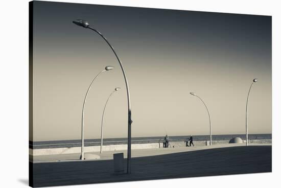 Street lights at boardwalk, Namal, Tel Aviv, Israel-null-Stretched Canvas