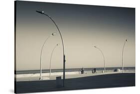 Street lights at boardwalk, Namal, Tel Aviv, Israel-null-Stretched Canvas