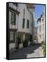 Street Lined with Hollyhocks, St. Martin-De-Re, Ile De Re Charente-Maritime, France, Europe-Peter Richardson-Framed Stretched Canvas