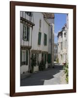 Street Lined with Hollyhocks, St. Martin-De-Re, Ile De Re Charente-Maritime, France, Europe-Peter Richardson-Framed Photographic Print