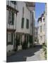 Street Lined with Hollyhocks, St. Martin-De-Re, Ile De Re Charente-Maritime, France, Europe-Peter Richardson-Mounted Photographic Print