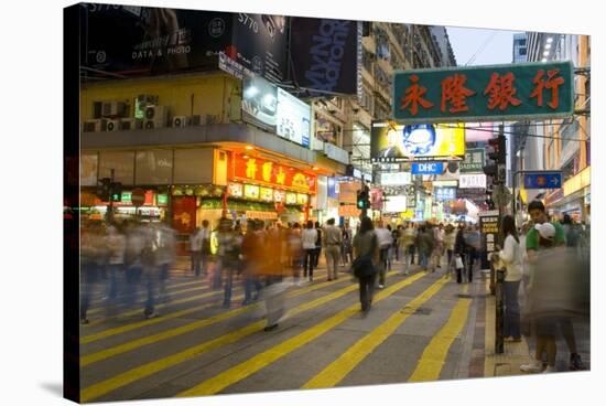 Street Market at Night, Mongkok, Kowloon, Hong Kong, China-Charles Bowman-Stretched Canvas