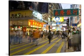 Street Market at Night, Mongkok, Kowloon, Hong Kong, China-Charles Bowman-Stretched Canvas