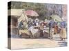 Street Market, Brittany-Mortimer Menpes-Stretched Canvas