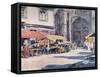 Street Market, Quimperle-Mortimer Menpes-Framed Stretched Canvas