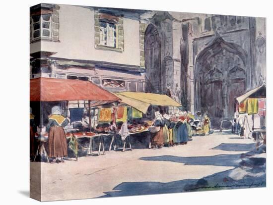 Street Market, Quimperle-Mortimer Menpes-Stretched Canvas