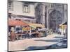 Street Market, Quimperle-Mortimer Menpes-Mounted Art Print