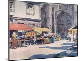 Street Market, Quimperle-Mortimer Menpes-Mounted Art Print