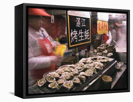Street Market Selling Oysters in Wanfujing Shopping Street, Beijing, China-Kober Christian-Framed Stretched Canvas