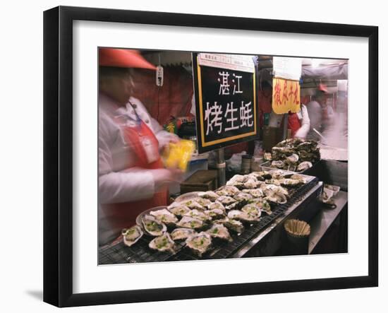 Street Market Selling Oysters in Wanfujing Shopping Street, Beijing, China-Kober Christian-Framed Photographic Print