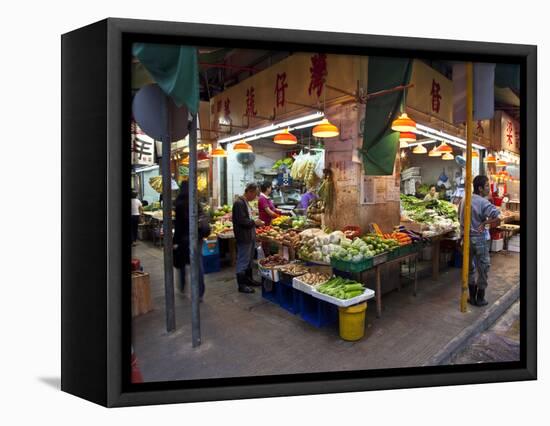 Street Market Vegetables, Hong Kong, China-Julie Eggers-Framed Stretched Canvas
