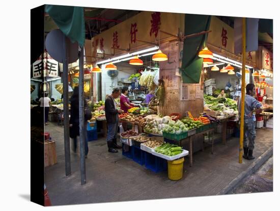 Street Market Vegetables, Hong Kong, China-Julie Eggers-Stretched Canvas