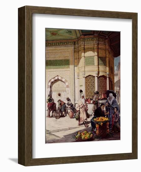 Street Merchant in Istanbul, 1883-Hippolyte Berteaux-Framed Giclee Print