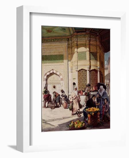 Street Merchant in Istanbul, 1883-Hippolyte Berteaux-Framed Giclee Print