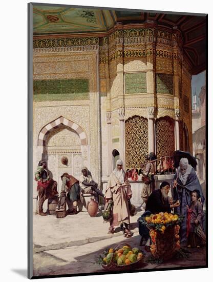 Street Merchant in Istanbul, 1883-Hippolyte Berteaux-Mounted Giclee Print