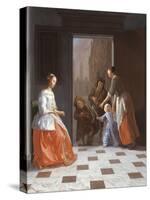 Street Musicians at the Door, 1665-Jacob Ochtervelt-Stretched Canvas