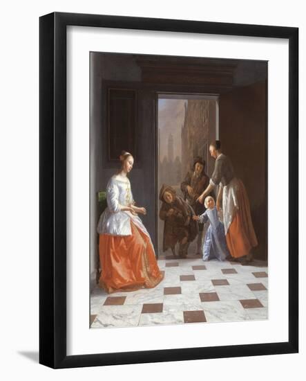 Street Musicians at the Door, 1665-Jacob Ochtervelt-Framed Giclee Print