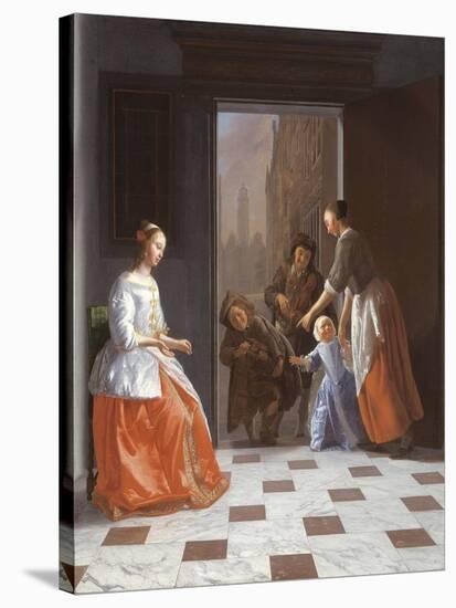 Street Musicians at the Door, 1665-Jacob Ochtervelt-Stretched Canvas