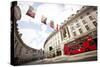 Street Near Piccadilly Circus in London, England with Double Decker Bus-Carlo Acenas-Stretched Canvas
